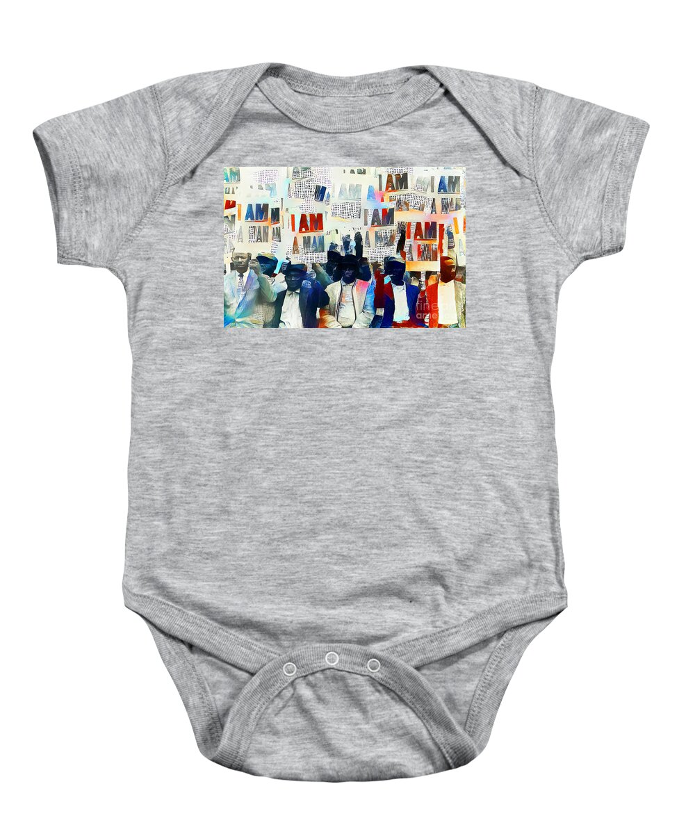 Wingsdomain Baby Onesie featuring the photograph Civil Rights Movement Memphis Sanitation Strike 1968 I Am A Man 20201123 by Wingsdomain Art and Photography