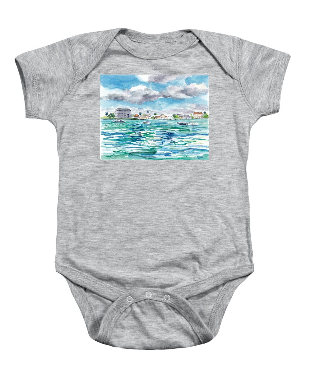 Clearwater Bay Baby Onesie featuring the painting Clear Water Bay by Clara Sue Beym