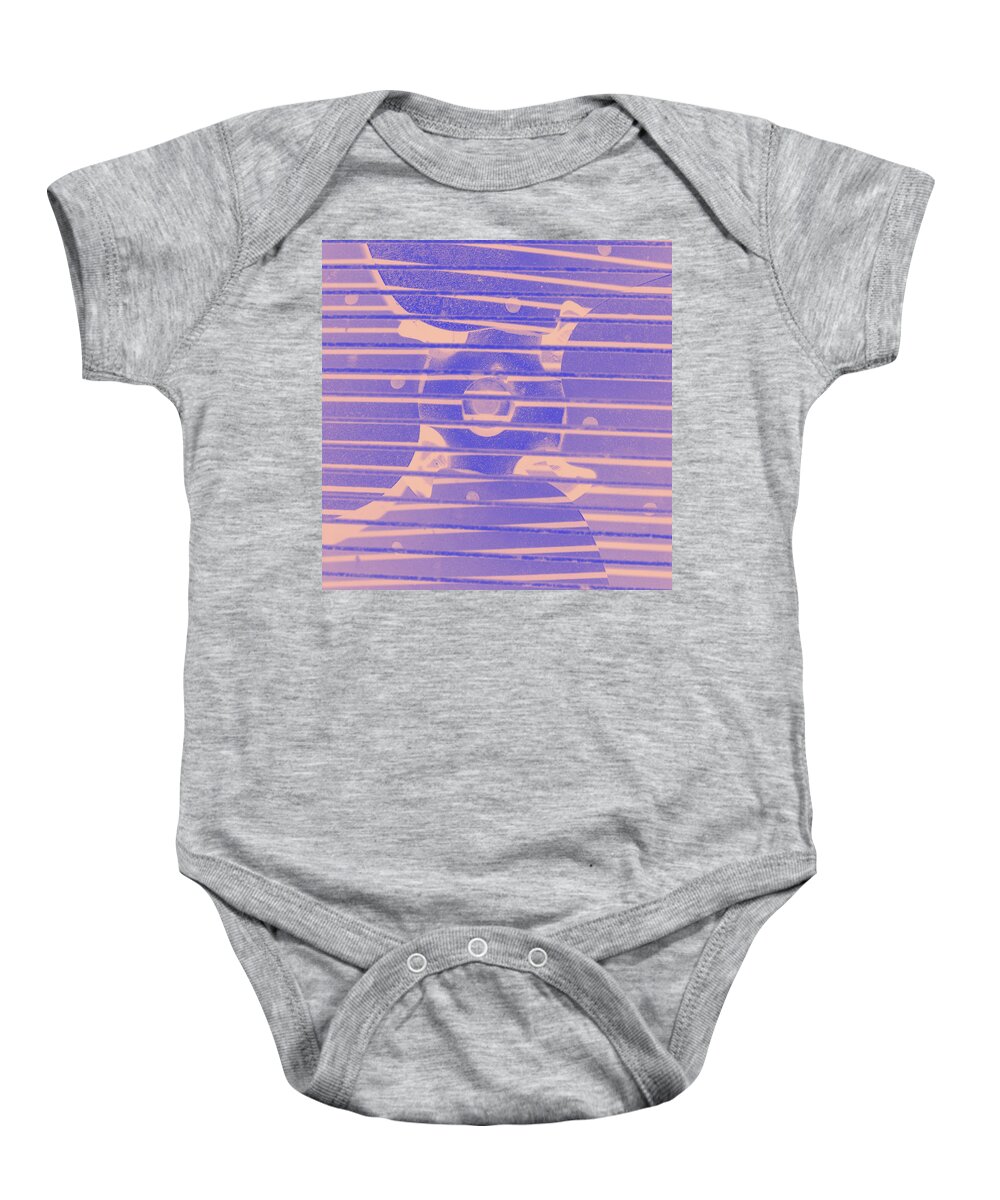 Fan Baby Onesie featuring the photograph Close up of Old Fan Peach and Light Purple Gradient by Ali Baucom