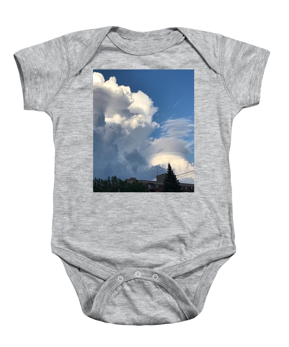 All Baby Onesie featuring the digital art Clouds in Montreal Canada KN19 by Art Inspirity