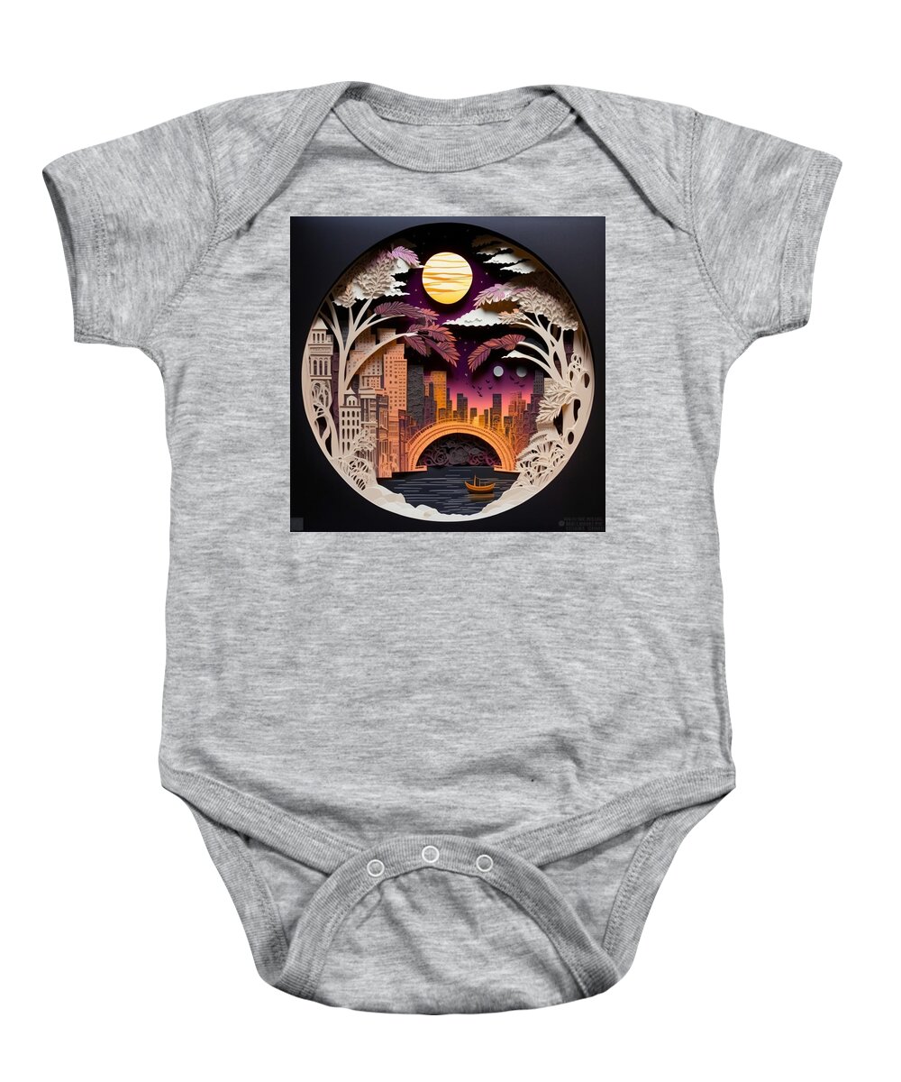 Quilling Baby Onesie featuring the mixed media Columbus OH by Jay Schankman
