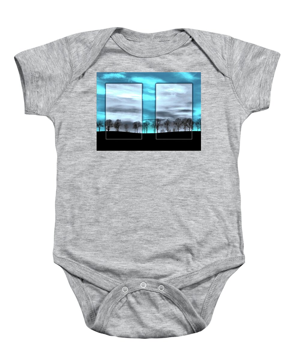 Trees At Sunrise Baby Onesie featuring the photograph Cool Days and Warm Nights by Susan Maxwell Schmidt