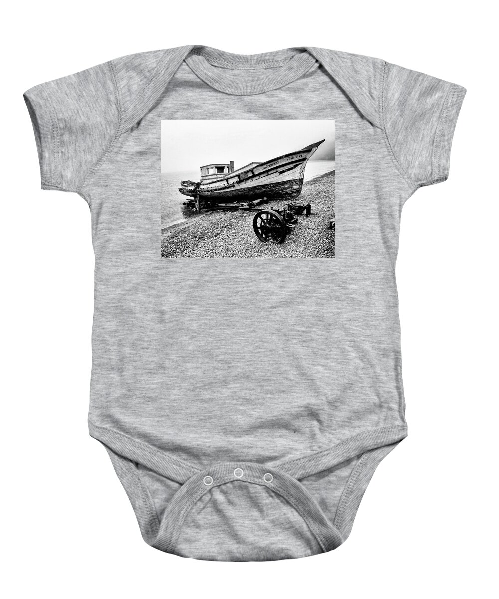 China Camp Baby Onesie featuring the photograph Crab Boat at China Camp California by Frank Lee
