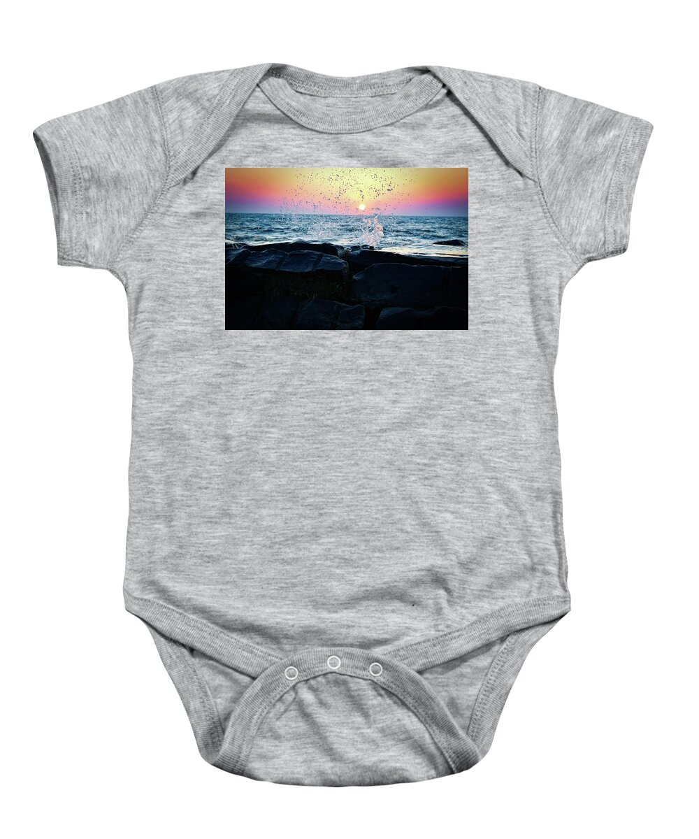 Splashing Water Baby Onesie featuring the photograph Crashing Waves by Michelle Wittensoldner