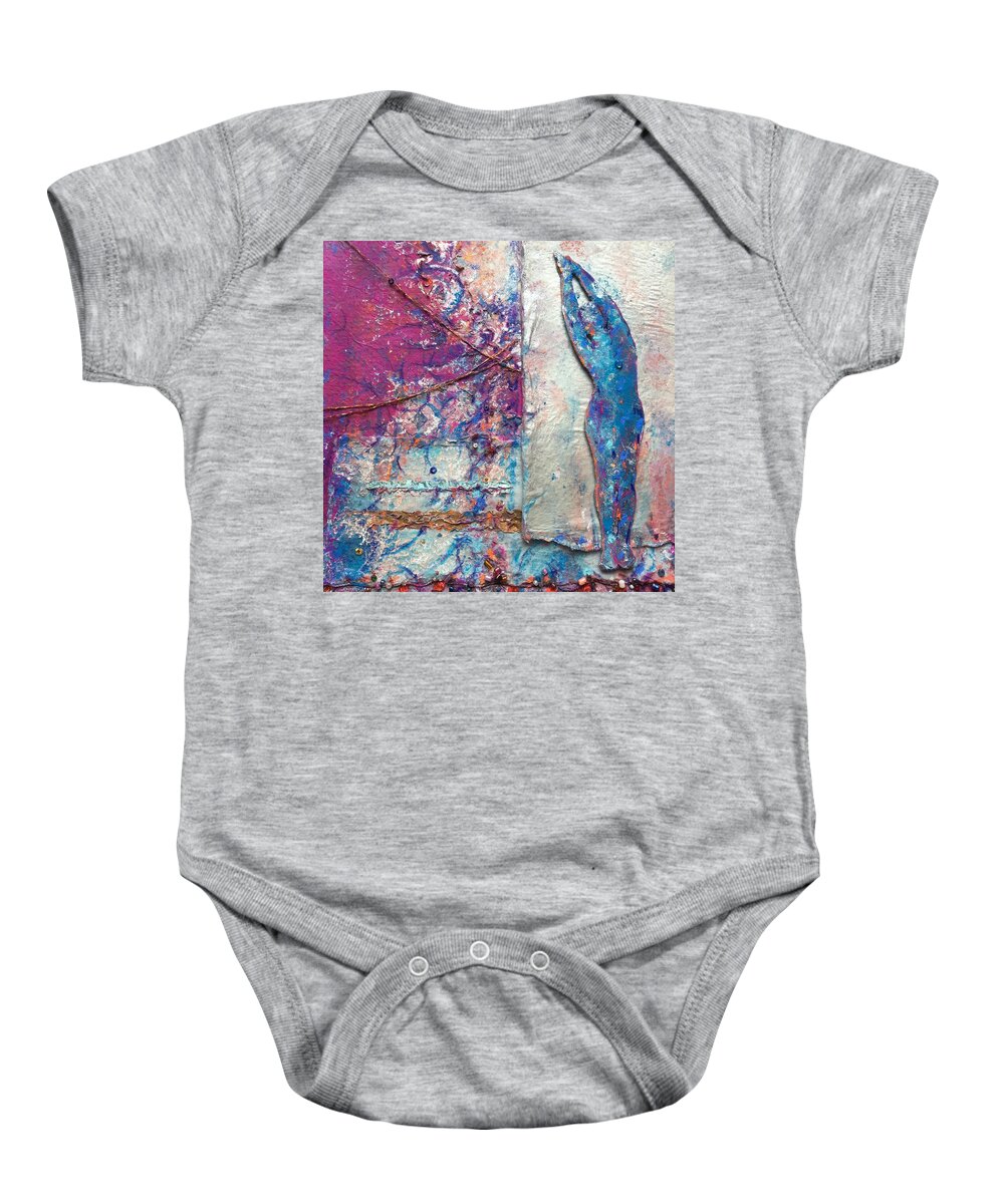 Mixed Media Baby Onesie featuring the mixed media Crescent Moon by Wendy West