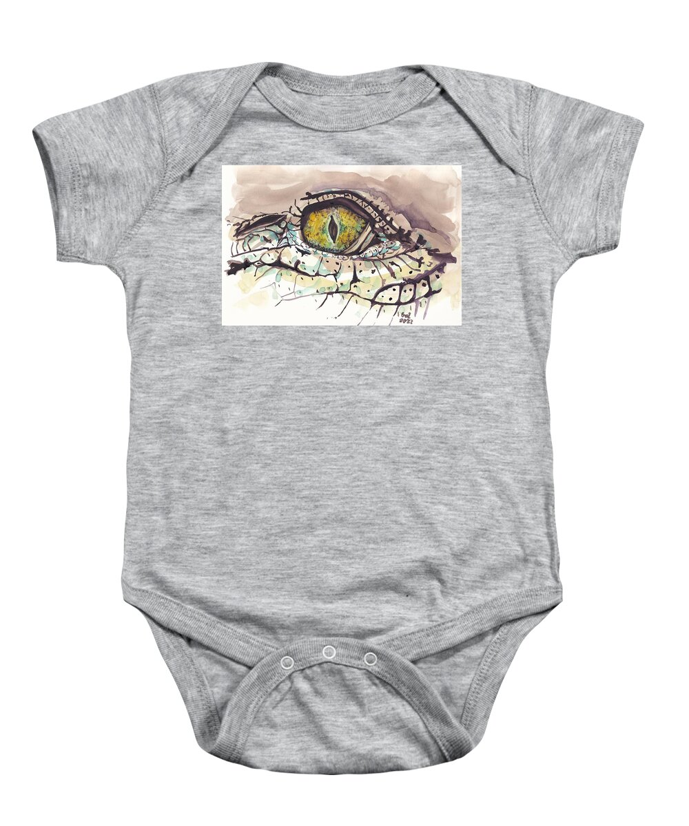 Crocodile Baby Onesie featuring the painting Croc by George Cret
