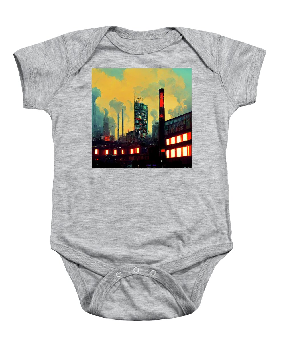 City Baby Onesie featuring the painting Cross Town by Bob Orsillo