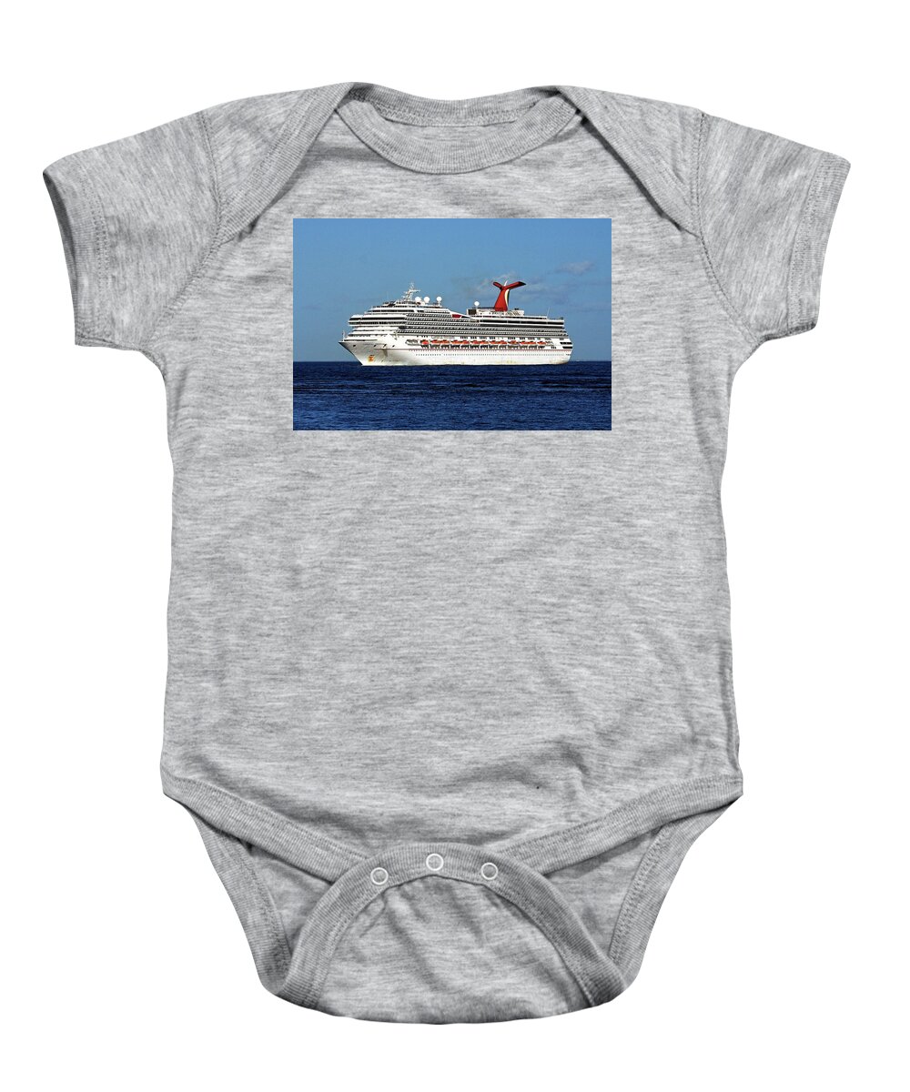 Cruise Baby Onesie featuring the photograph Cruise Ship Carnival Freedom Approaching Cozumel by Bill Swartwout