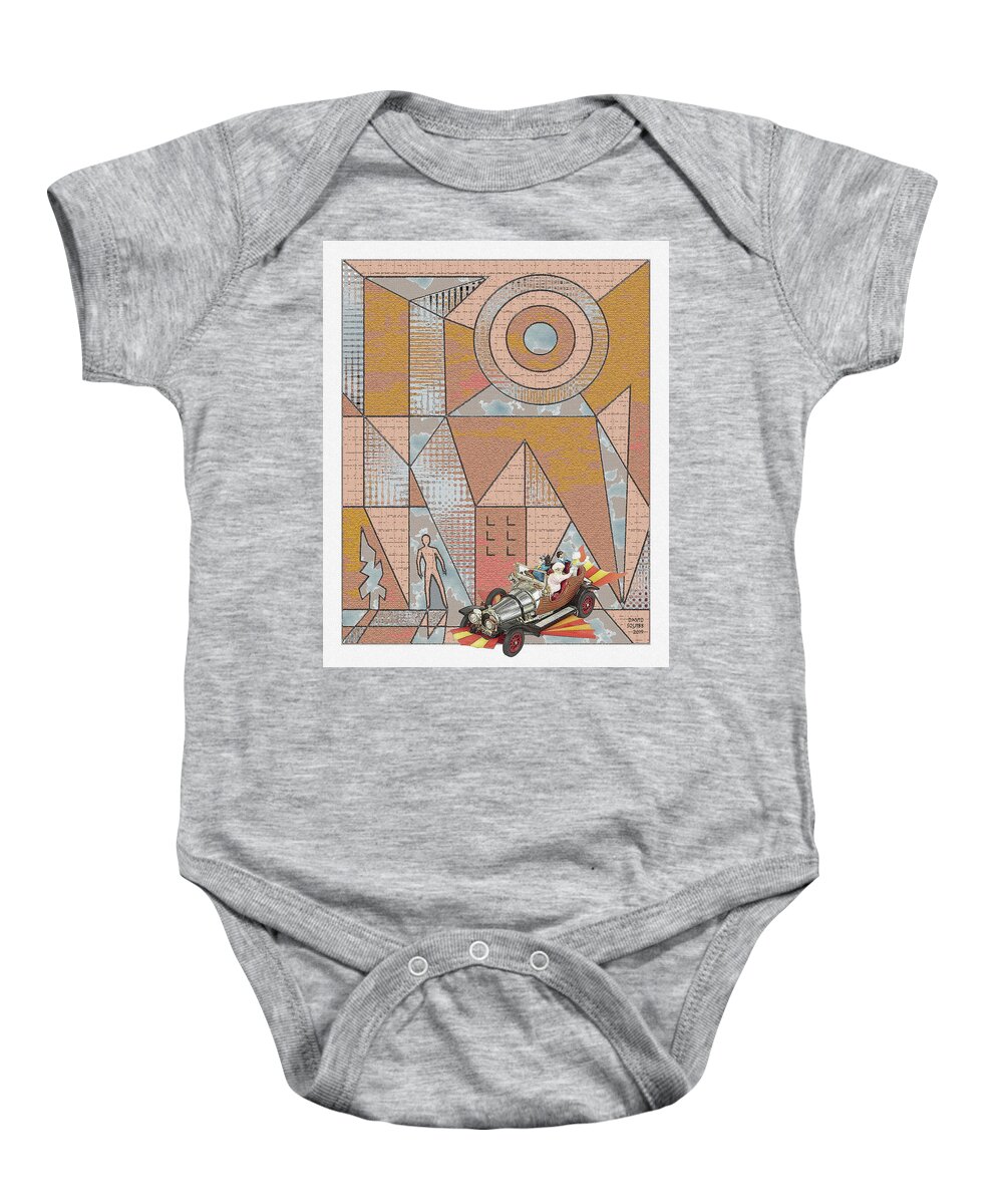 Cultcars Baby Onesie featuring the digital art CultCars / Chitty Bang by David Squibb