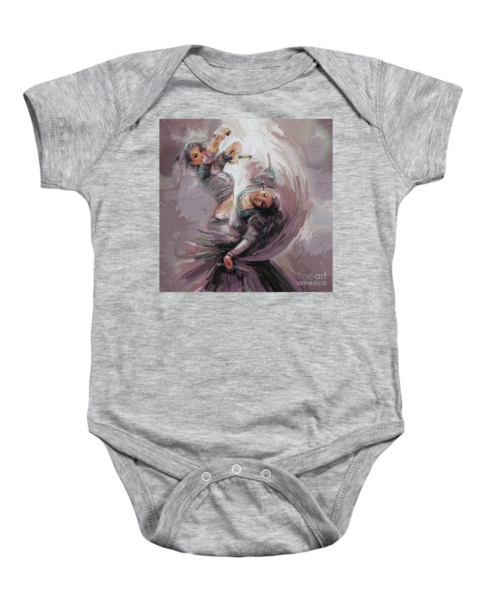 #bhangra Baby Onesie featuring the painting Cultural Dance 34GH by Gull G