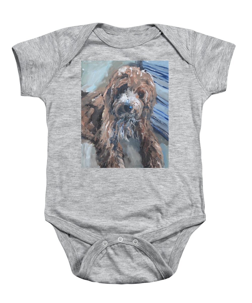 Paintings Baby Onesie featuring the painting Cute Cockapoo Painting by Donna Tuten