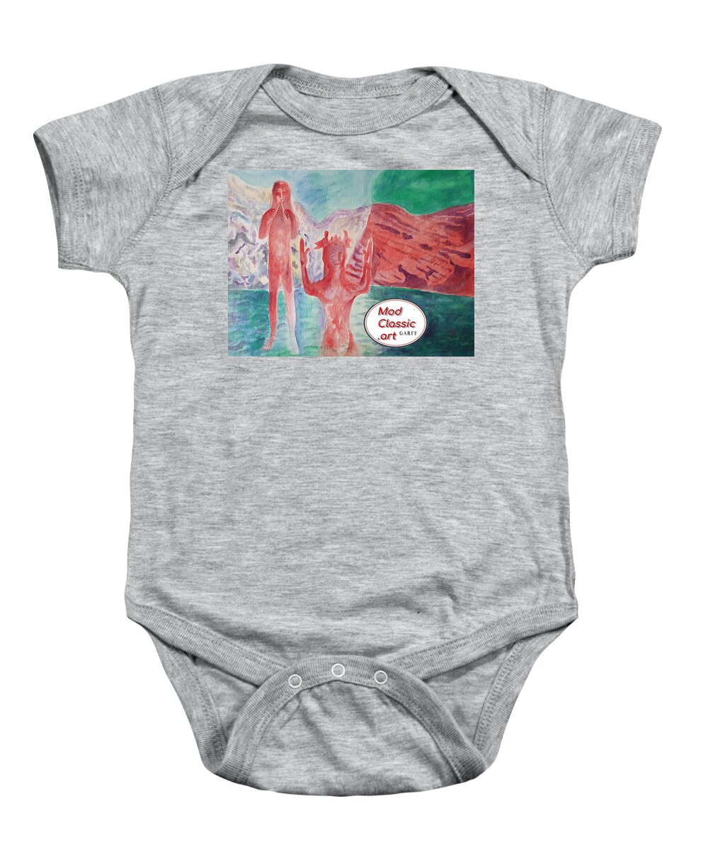 Sculpture Baby Onesie featuring the painting Cycladic Tune ModClassic Art by Enrico Garff