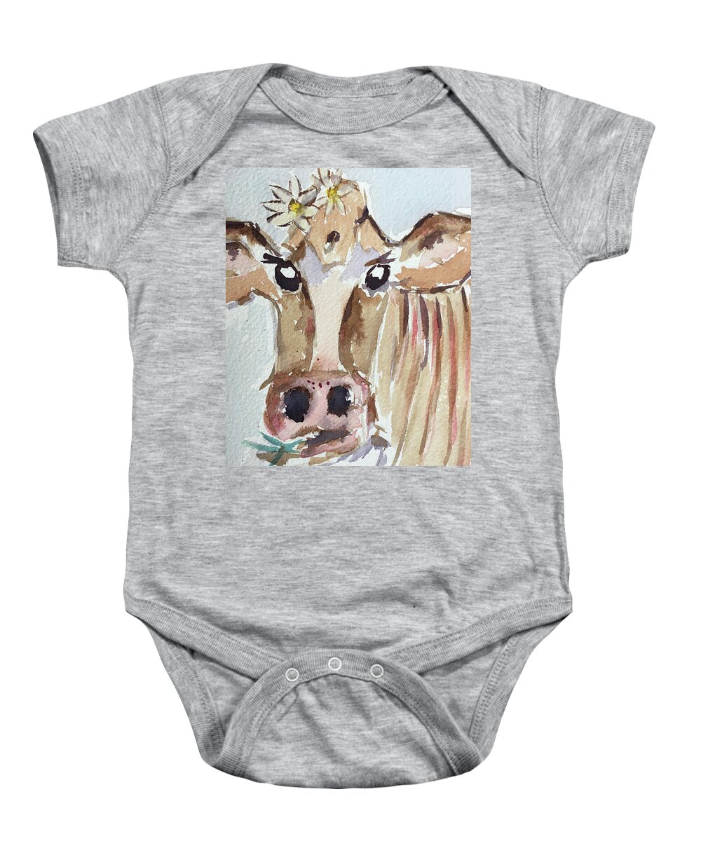 Cow Baby Onesie featuring the painting Daisy Mae by Roxy Rich
