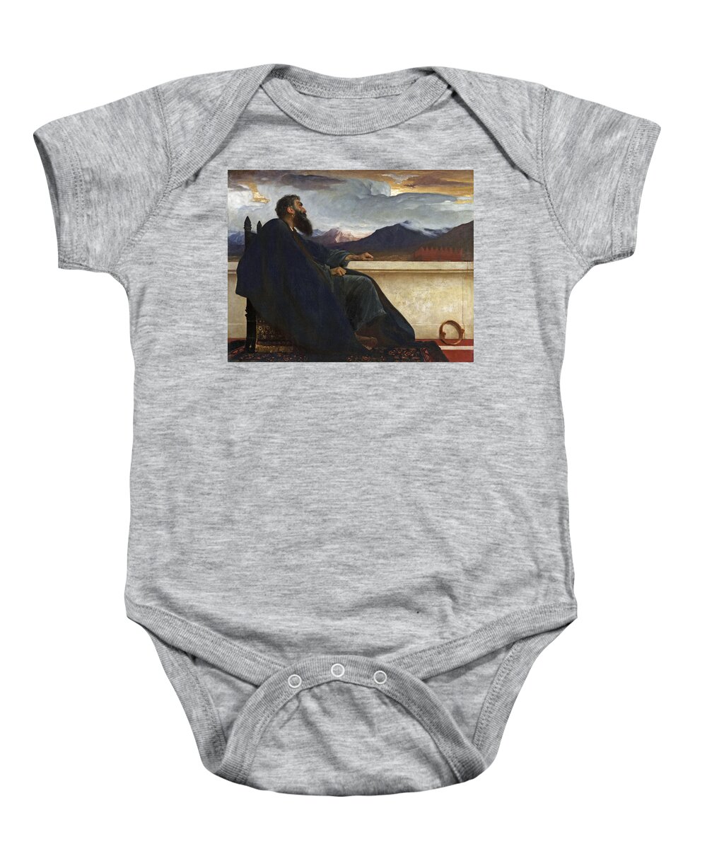 Frederic Leighton Baby Onesie featuring the painting David. Oh, that I had wings like a Dove. For then would I fly away, and be at rest. Psalm 55.6 by Frederic Leighton