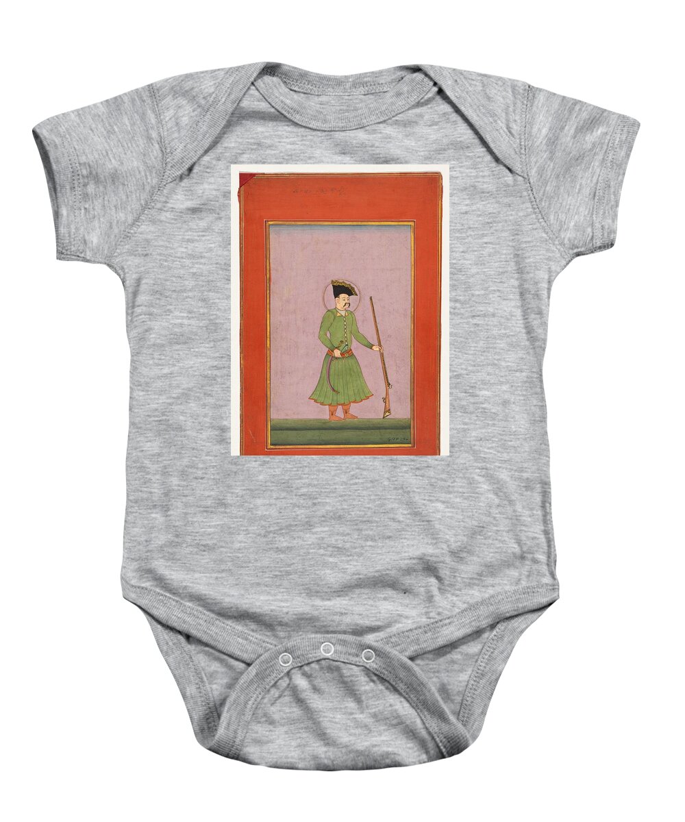Deccan Painting Baby Onesie featuring the painting Deccan Painting, possibly Machilipatnam Style Shah 'Abbas I of Persia c. 1780 by Artistic Rifki