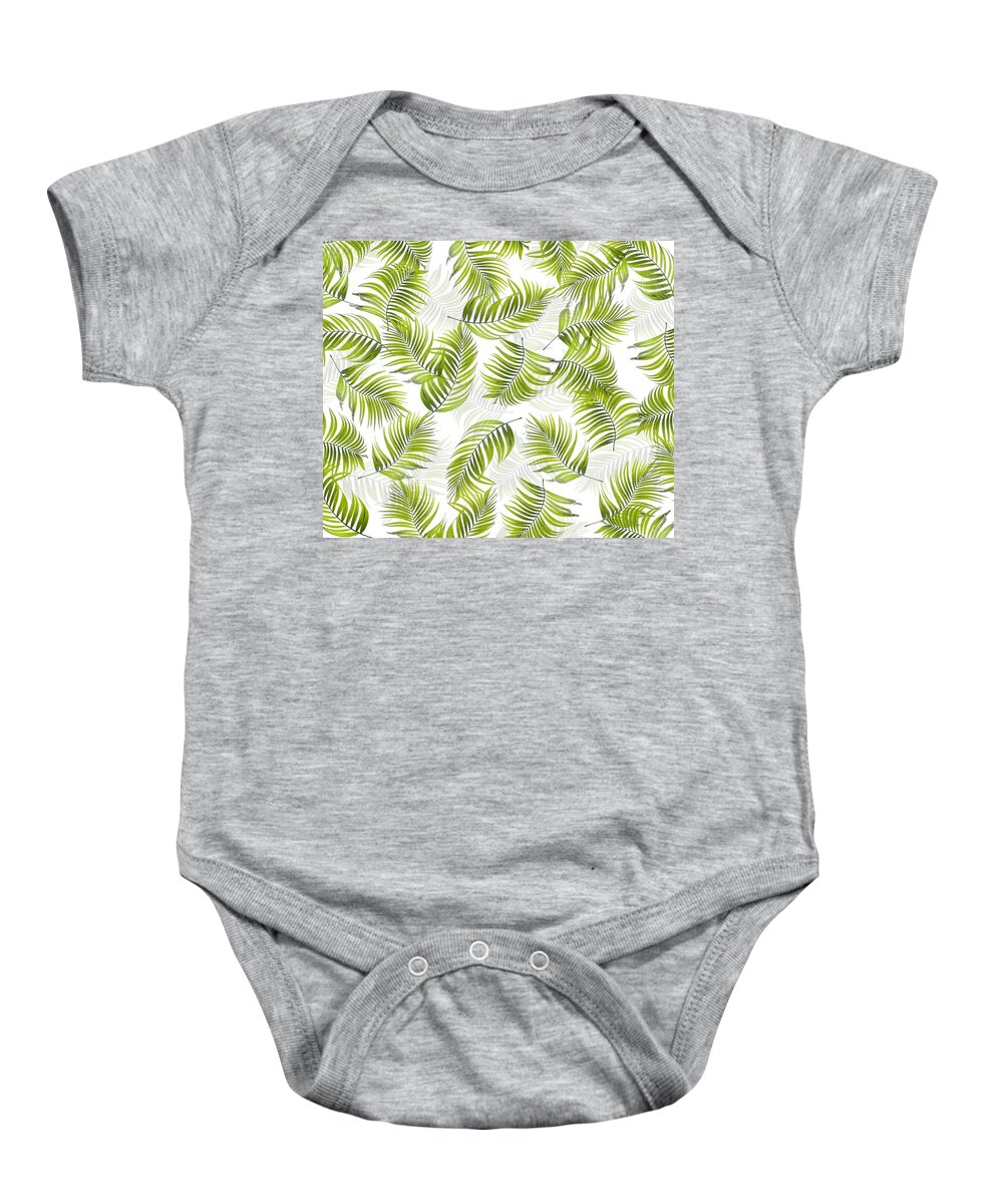 Palm Baby Onesie featuring the digital art Design 150 Palm Leaves by Lucie Dumas