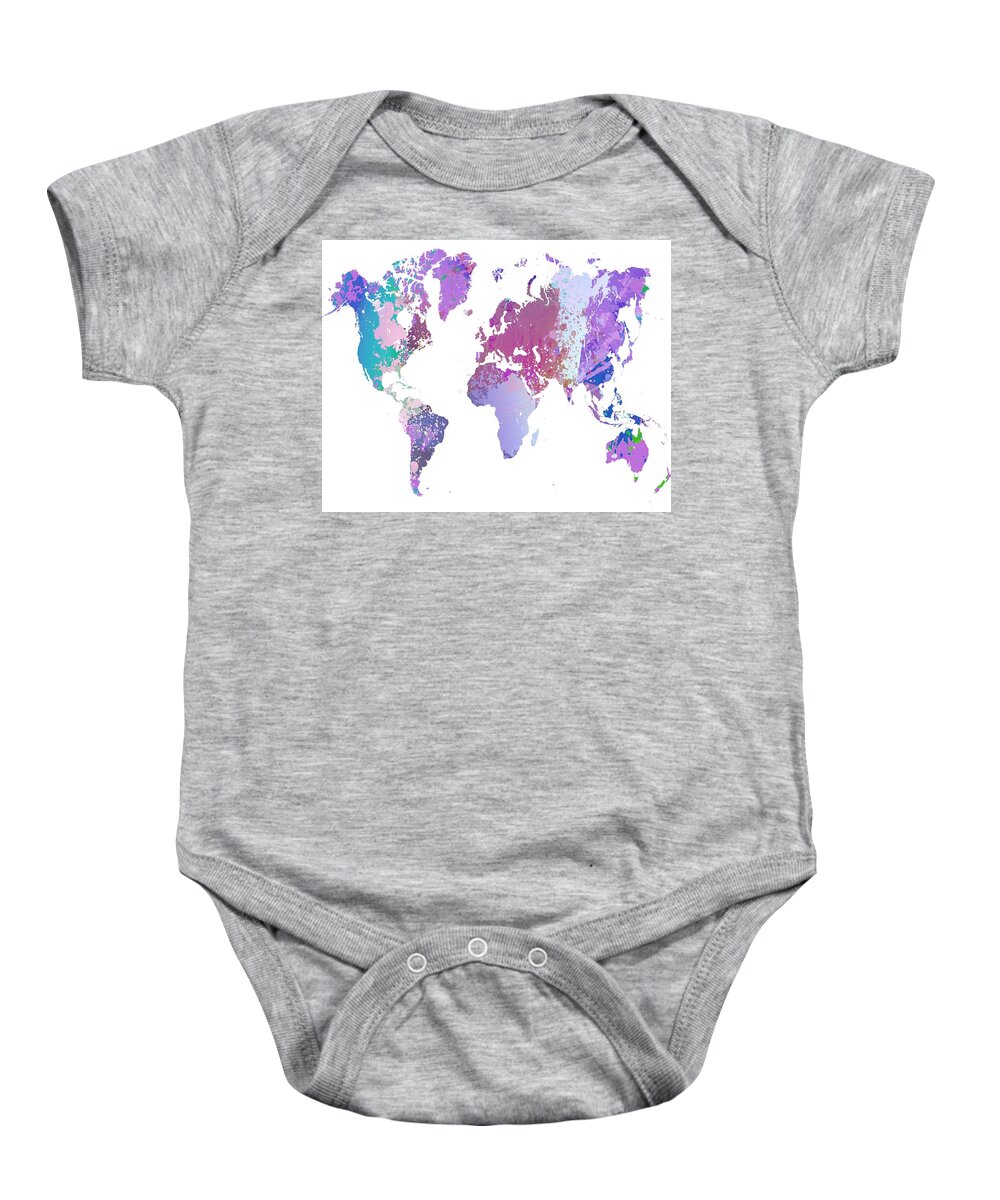 World Baby Onesie featuring the digital art Design 156 World Map by Lucie Dumas