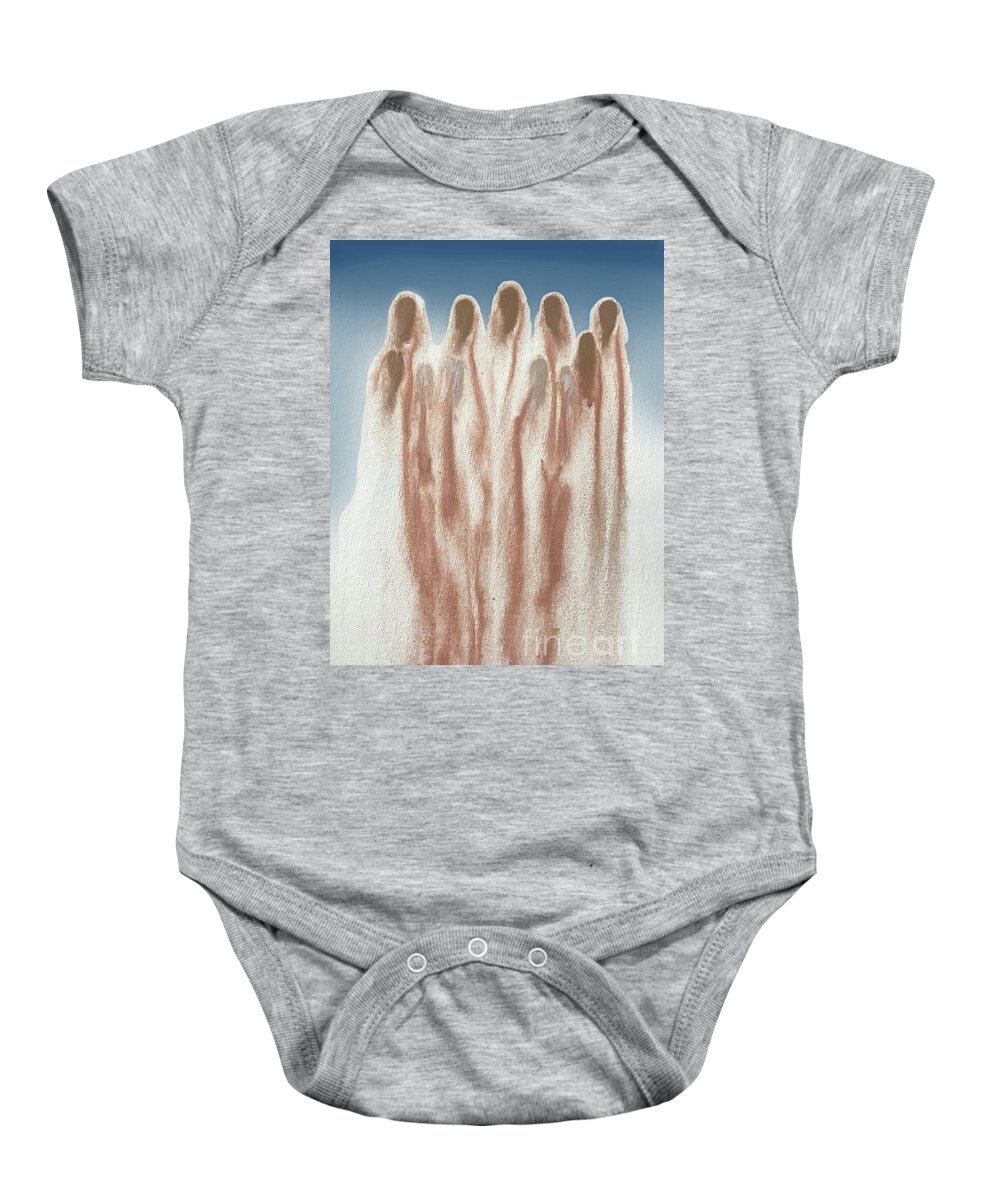 Nomads Baby Onesie featuring the painting Dessert Souls by Audrey Peaty