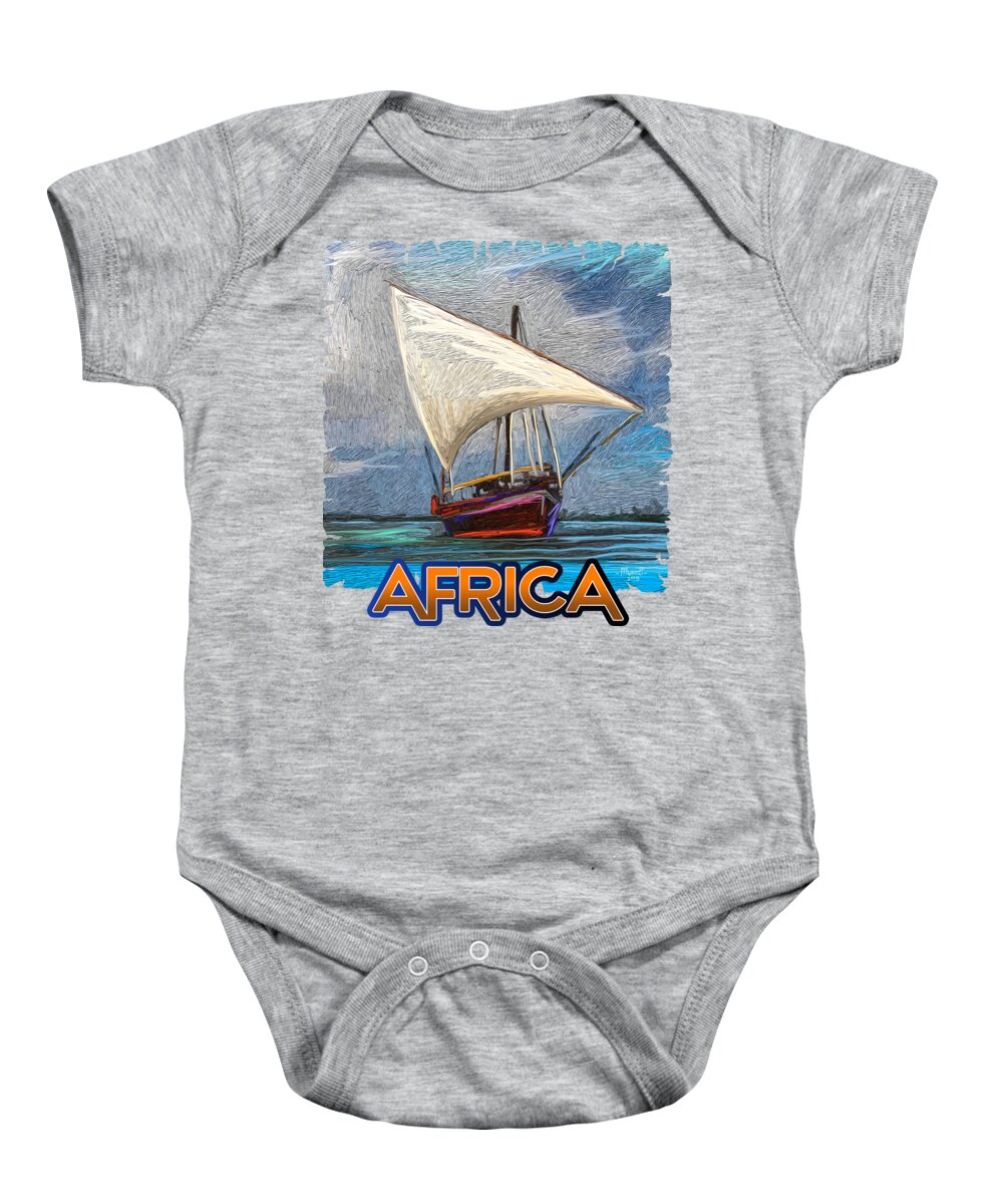 Face Baby Onesie featuring the painting Dhow in Mombasa by Anthony Mwangi
