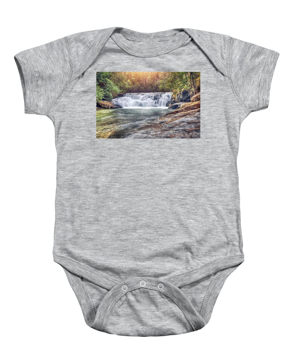 Waterfall Baby Onesie featuring the photograph Dick's Creek Waterfall by Anna Rumiantseva