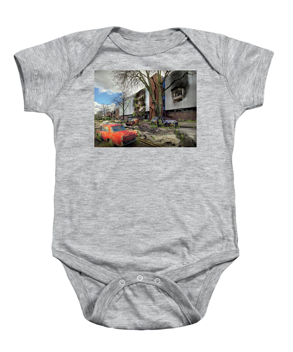 Abandoned Baby Onesie featuring the photograph Disaster - Desolate Dystopian Decay by Mike Savad