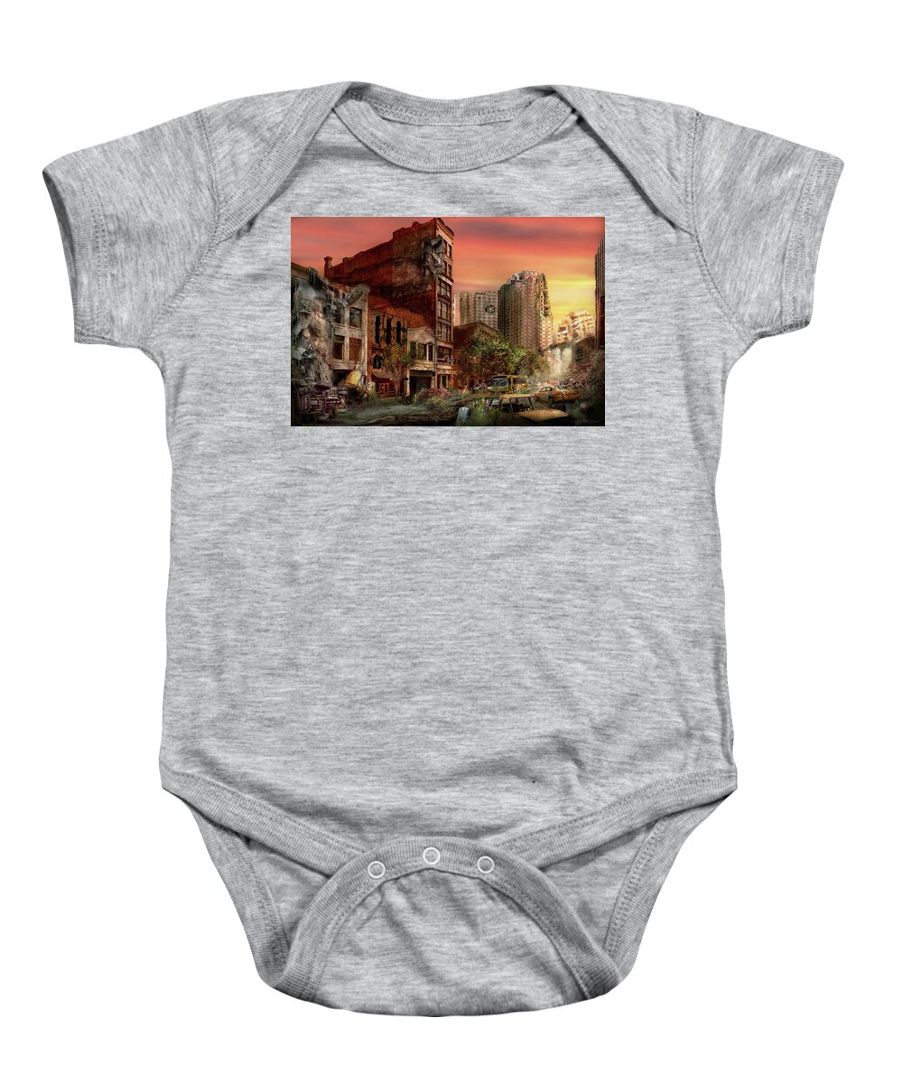 Dystopia Baby Onesie featuring the photograph Disaster - Pittsburgh, PA - The Y2K Bug by Mike Savad