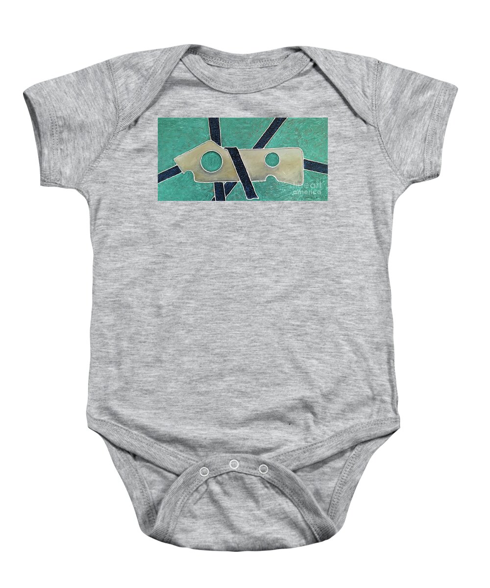 Artwork Baby Onesie featuring the painting Disconnected by Maria Karlosak