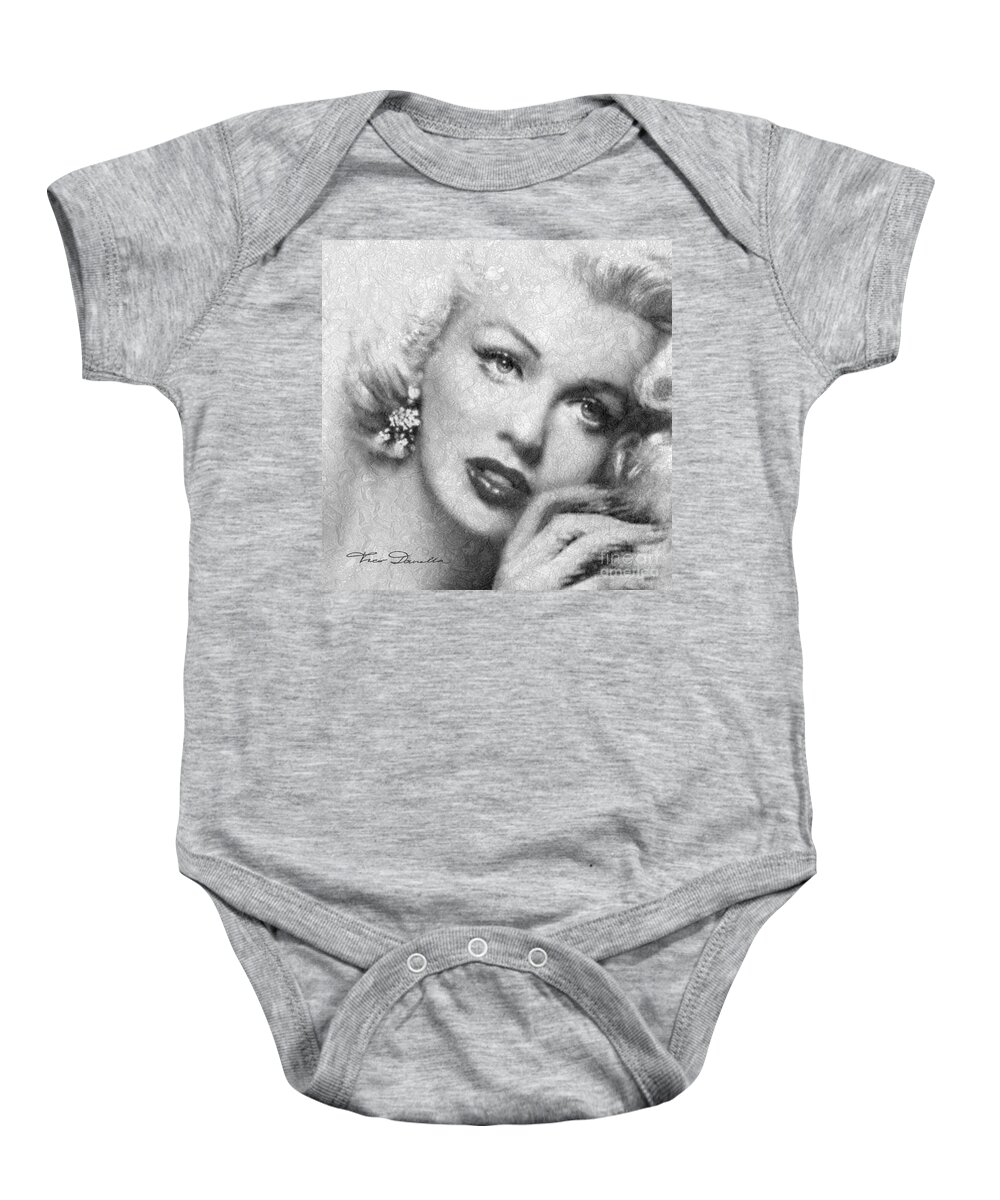 Marilyn Monroe Baby Onesie featuring the painting Diva MM 169 Sensual bw by Theo Danella
