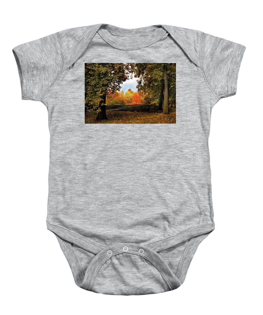 Autumn Baby Onesie featuring the photograph Framing Autumn by Jessica Jenney