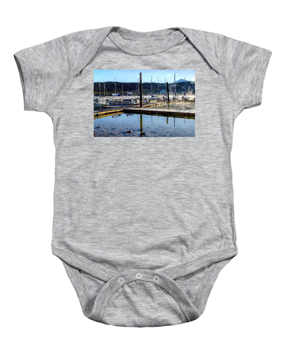 Boat Baby Onesie featuring the photograph Dock at Elk Lake by Loyd Towe Photography