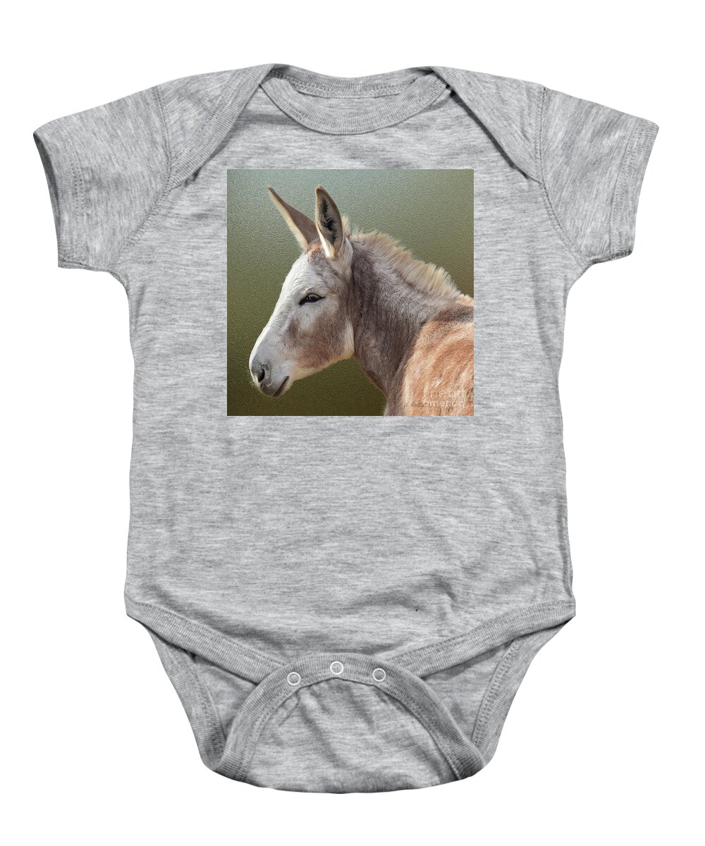 Sold Baby Onesie featuring the photograph Donkey Portrait - Square by Linda Brittain