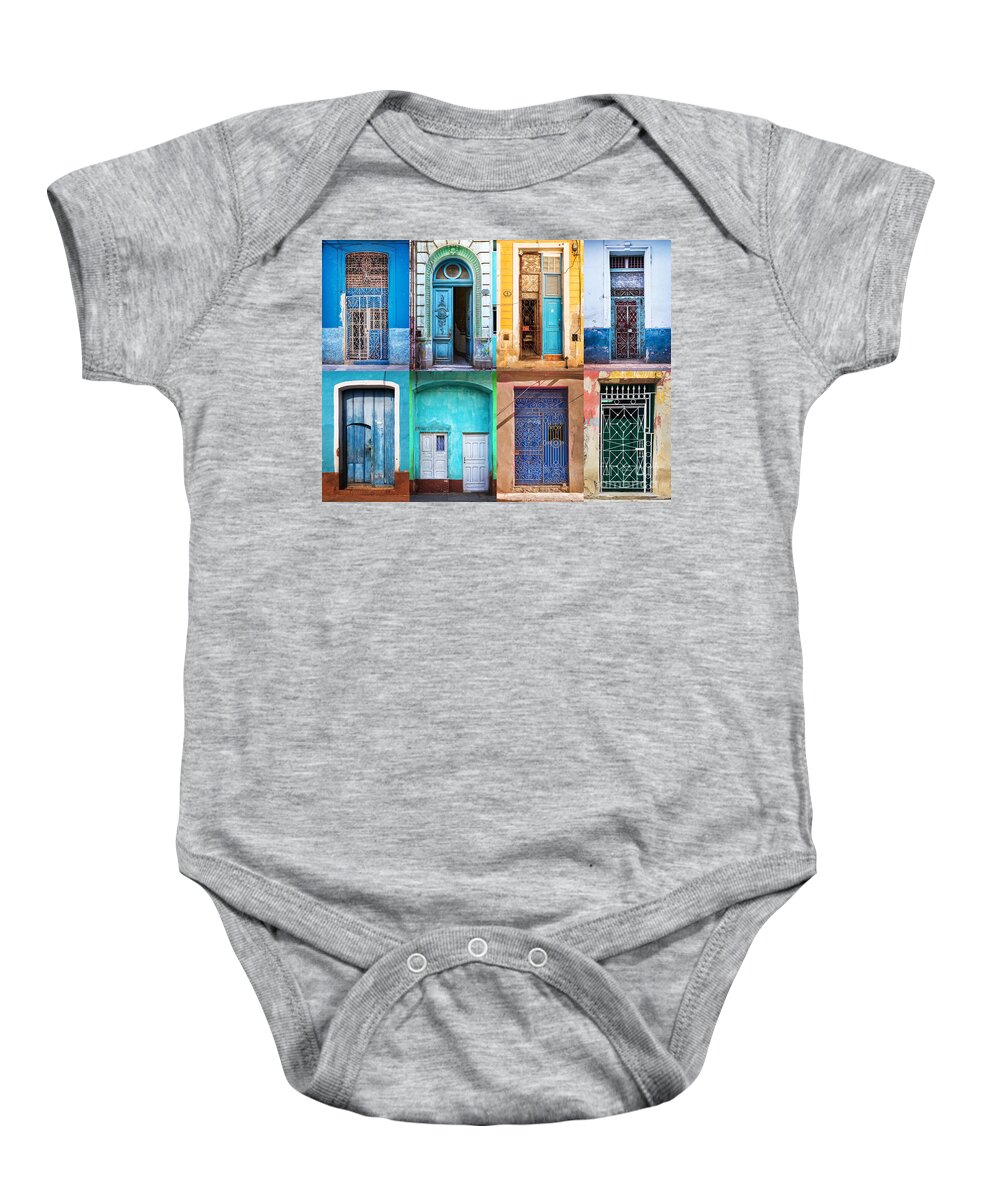 Doors Baby Onesie featuring the photograph Doors of Cuba by Delphimages Photo Creations