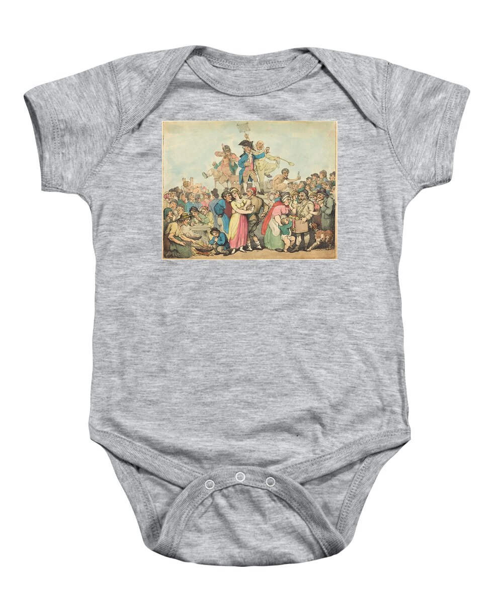 Thomas Rowlandson Baby Onesie featuring the drawing Dr. Botherum, the Mountebank by Thomas Rowlandson