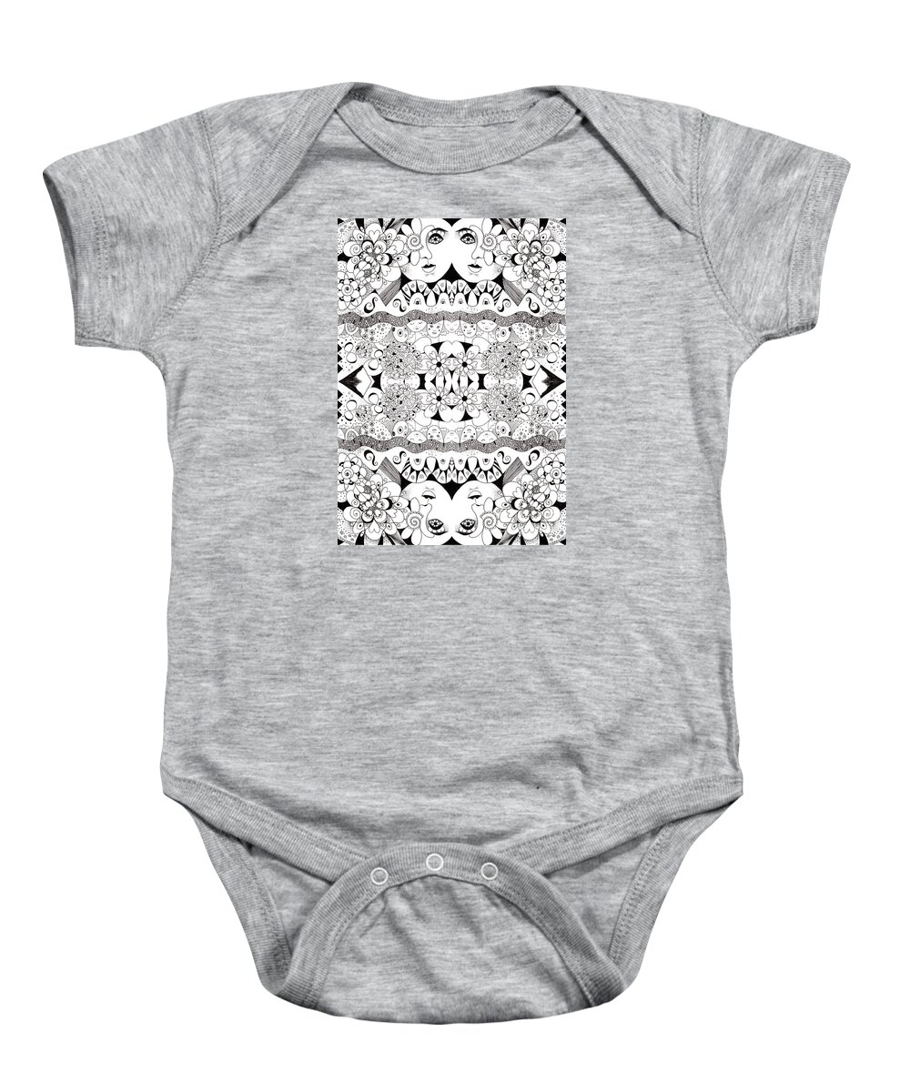 Dreaming - In The Eye Of The Beholder By Helena Tiainen Baby Onesie featuring the drawing Dreaming - In the Eye of the Beholder by Helena Tiainen