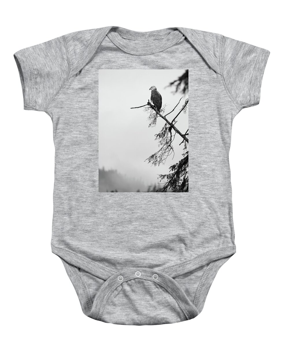  Baby Onesie featuring the photograph Eagle Black and White by Michael Rauwolf