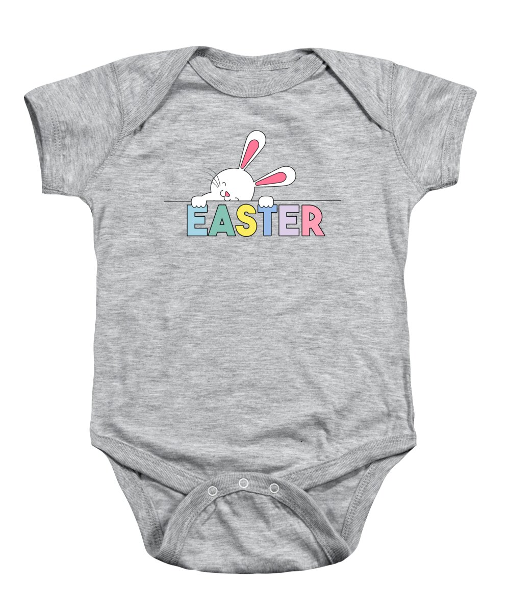 Easter Baby Onesie featuring the digital art Easter Bunny and Sweet Pastel Color Palette by Doreen Erhardt