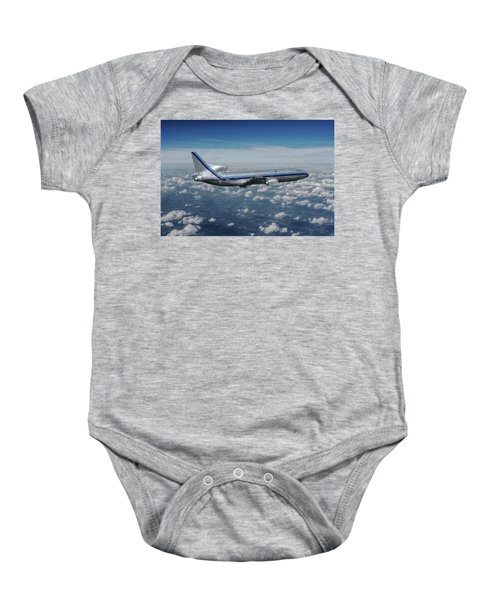 Eastern Airlines Baby Onesie featuring the mixed media Eastern Airlines L-1011 TriStar by Erik Simonsen