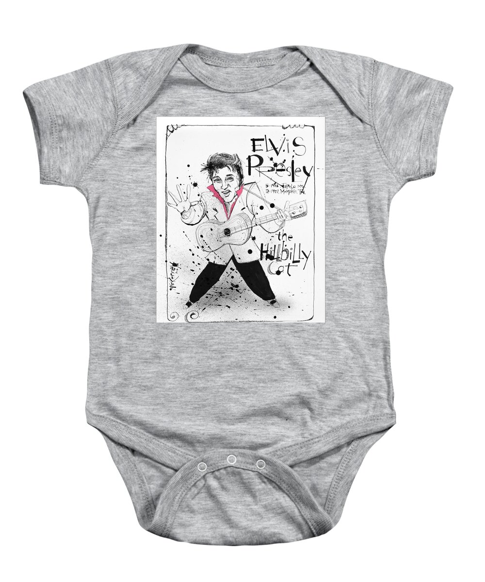  Baby Onesie featuring the drawing Elvis Presley by Phil Mckenney