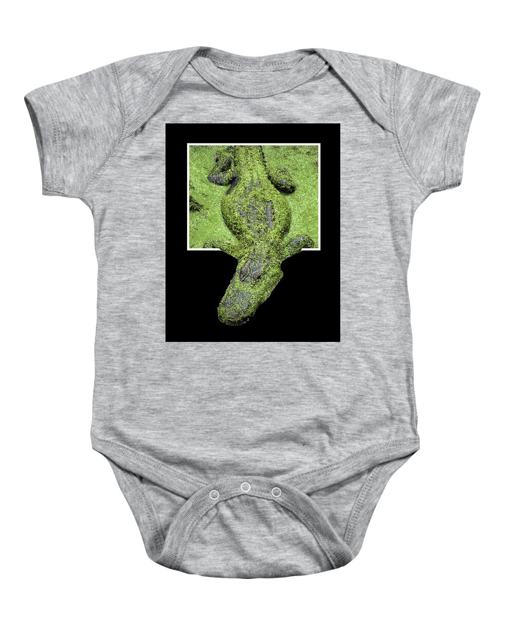 Alligator Baby Onesie featuring the photograph Escaping Gator by Jerry Griffin