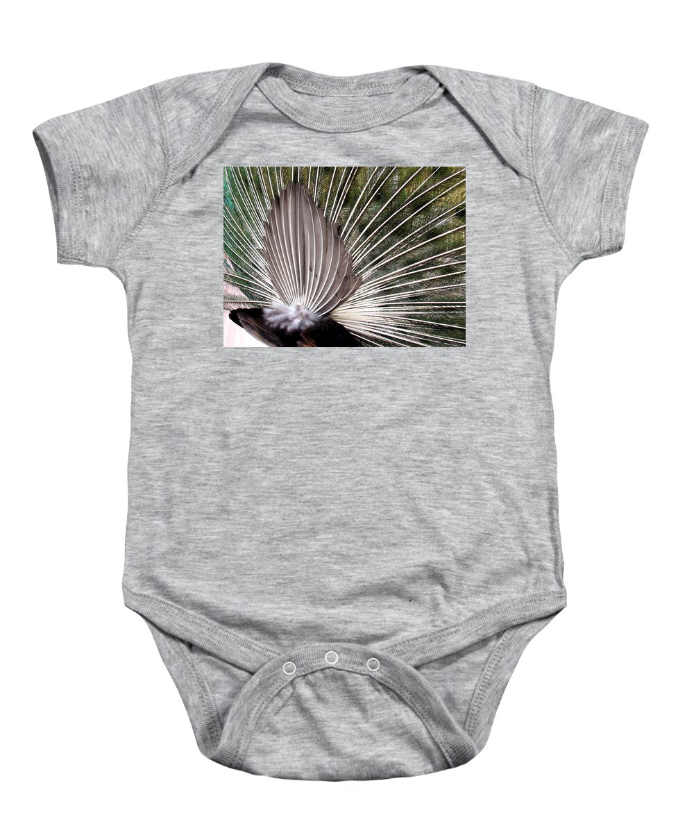 Peacock Baby Onesie featuring the photograph Excuse My Butt by Adrienne Wilson