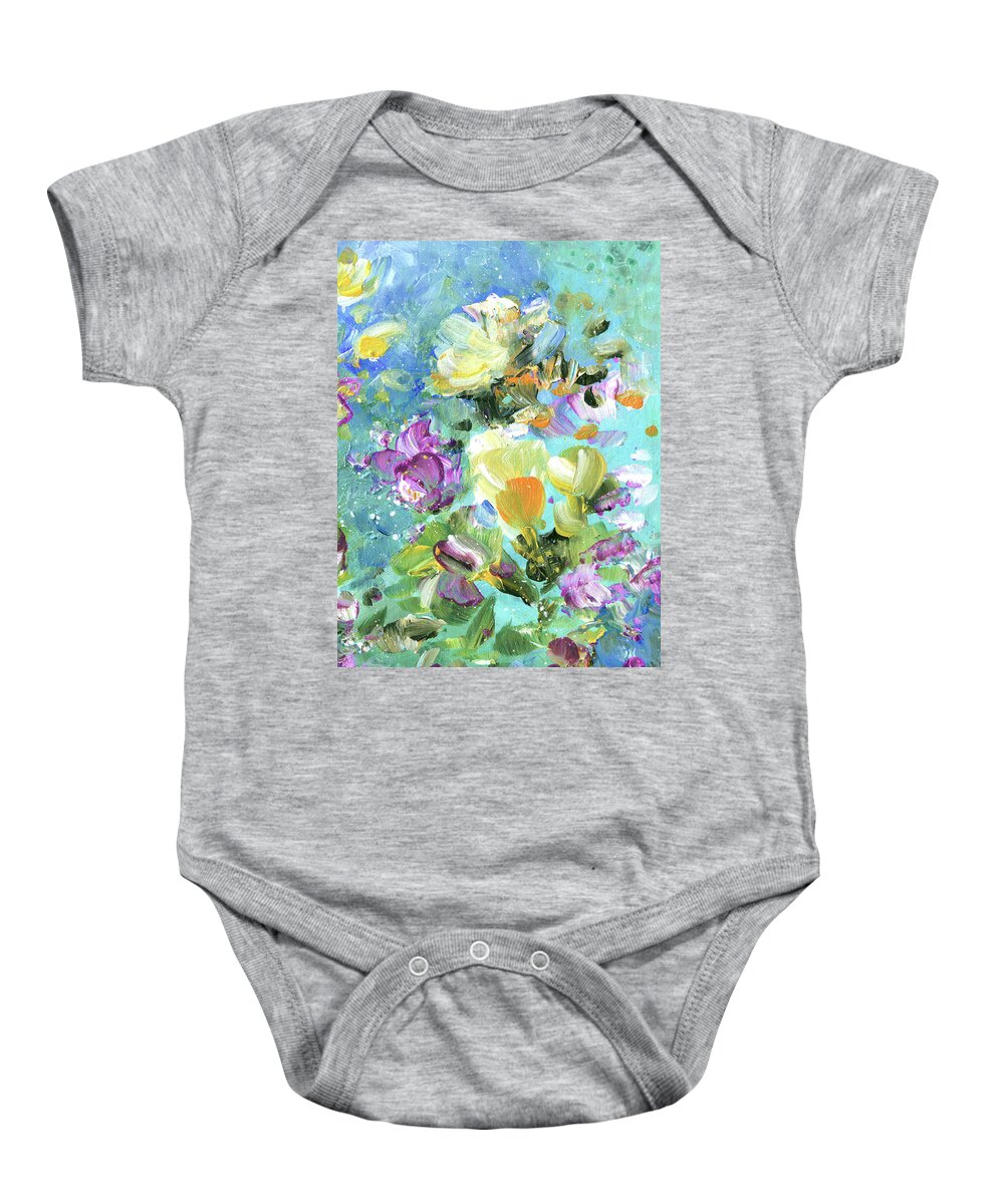 Flower Baby Onesie featuring the painting Explosion Of Joy 22 Dyptic 02 by Miki De Goodaboom
