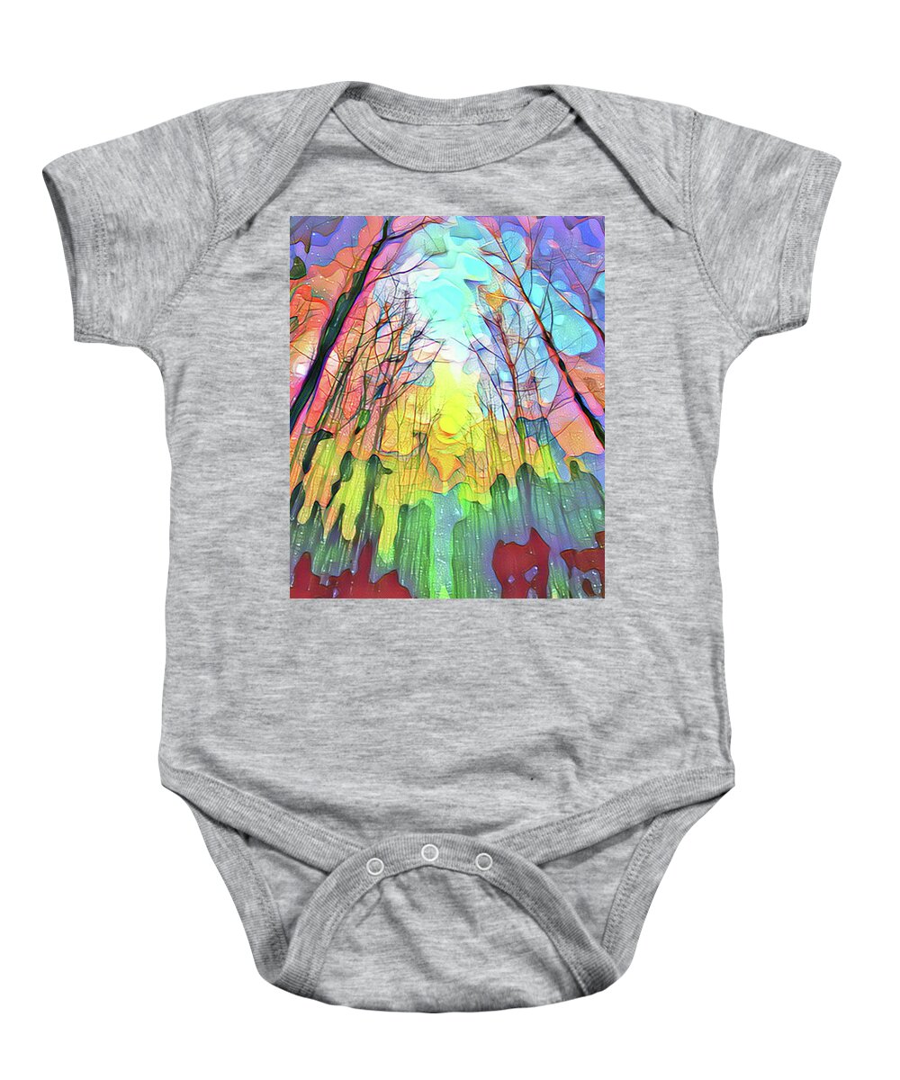 Magical Realism Baby Onesie featuring the digital art Fairy Forest by Christina Rick