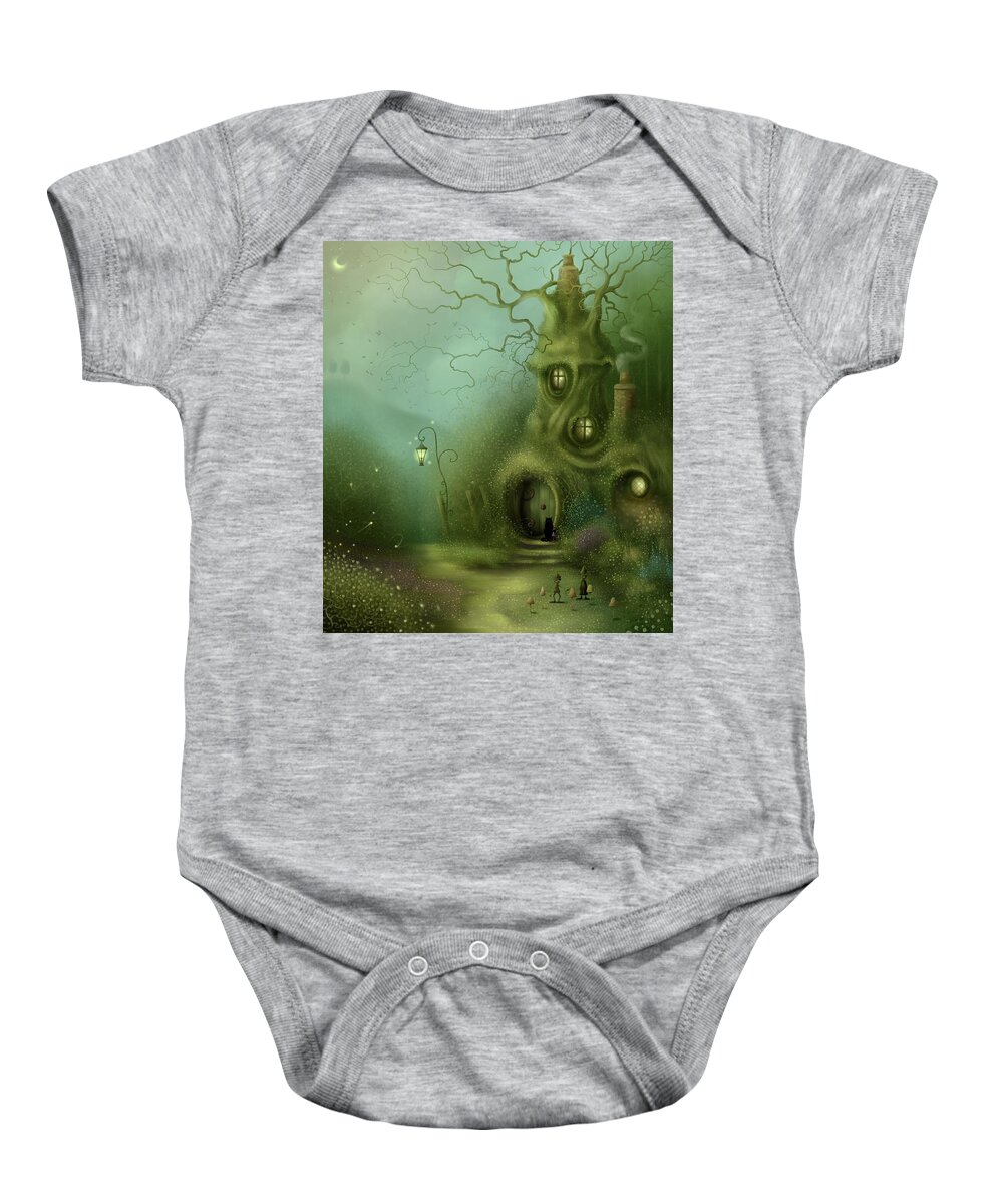 Fairies Baby Onesie featuring the painting Fairy Way Cottage by Joe Gilronan