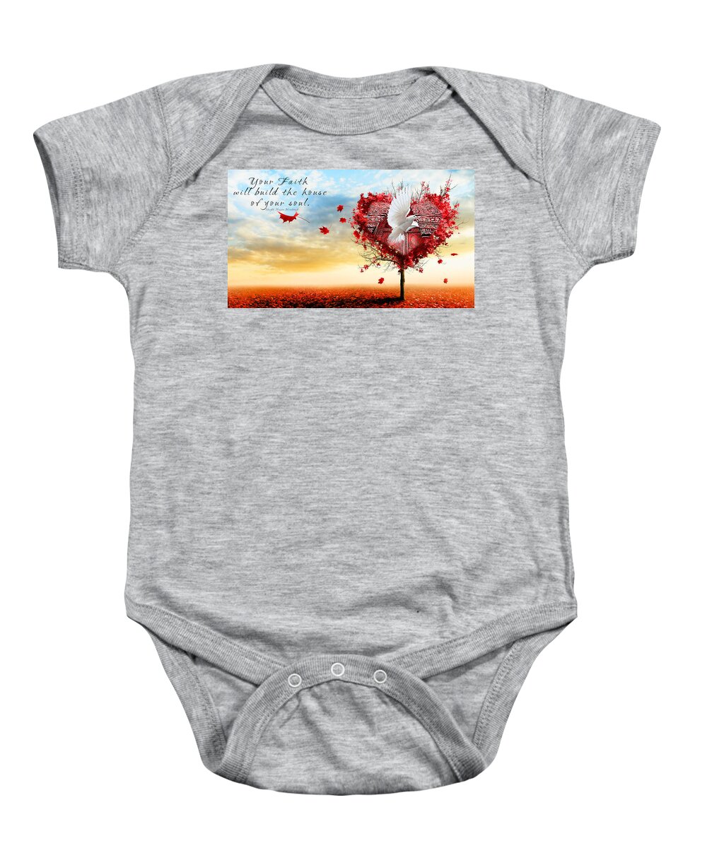 Sufi Baby Onesie featuring the digital art Faith is the House of your Soul by Sufi Meditation Center