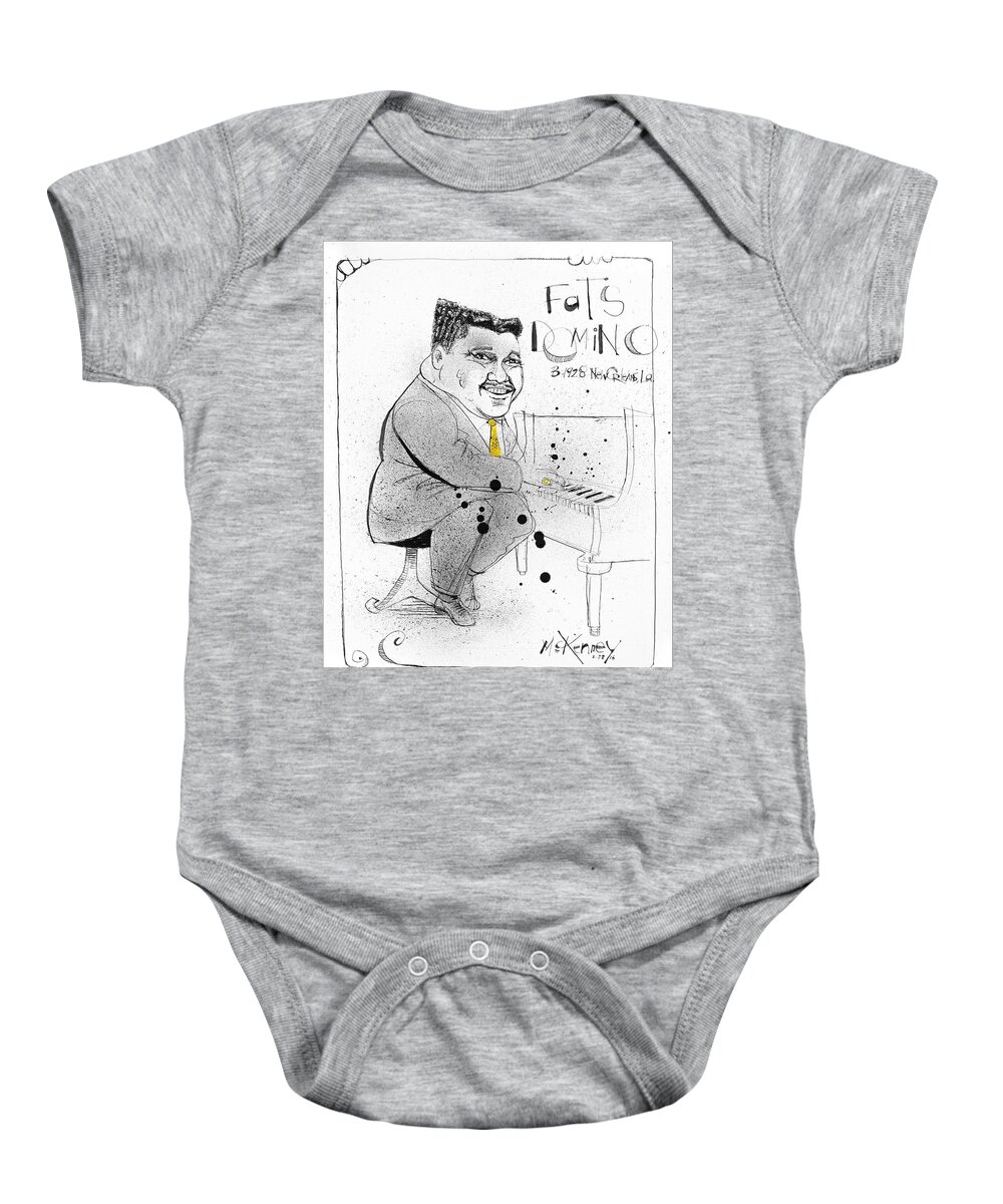  Baby Onesie featuring the drawing Fats Domino by Phil Mckenney