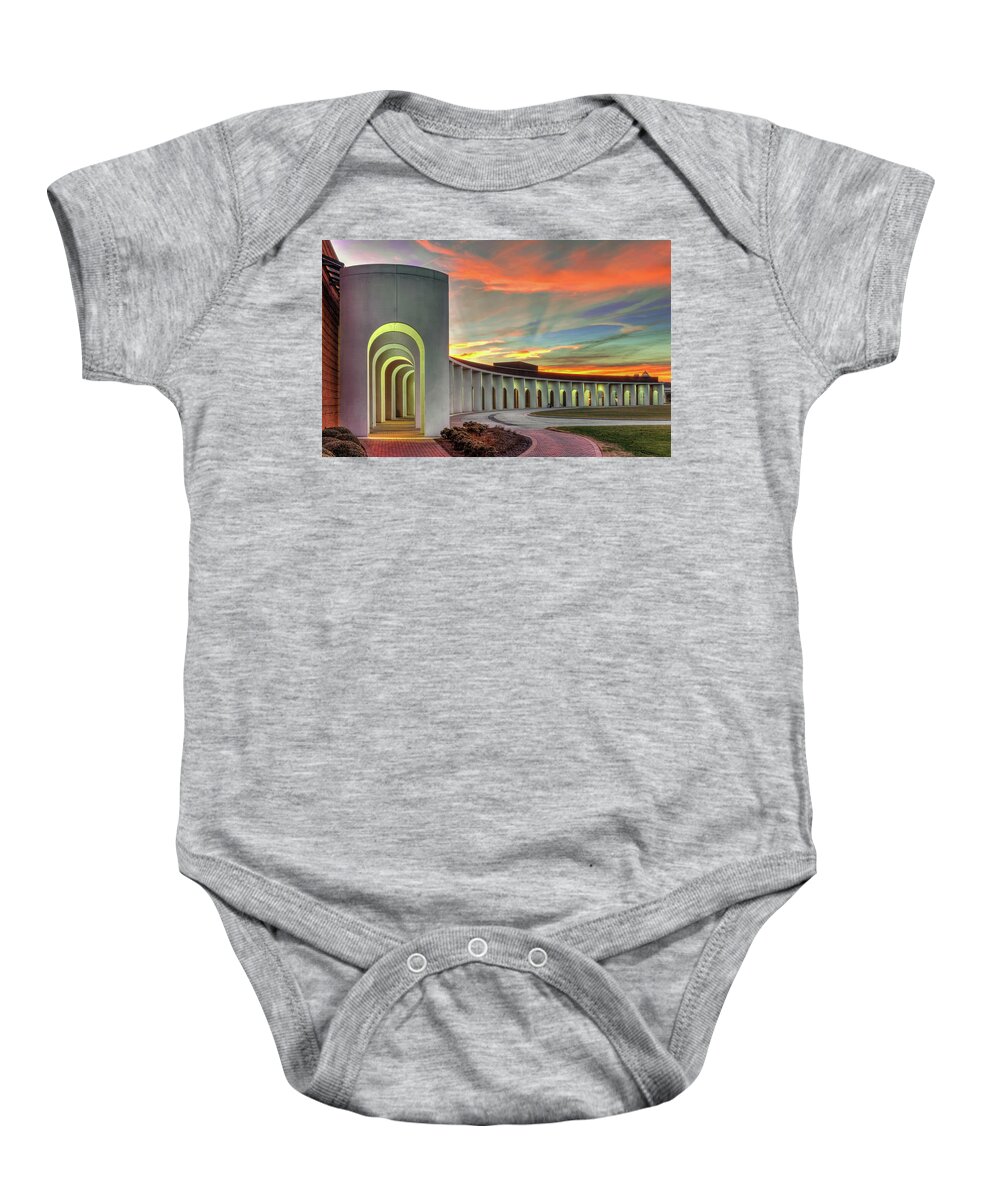 Arches Baby Onesie featuring the photograph Ferguson Center for the Arts by Jerry Gammon