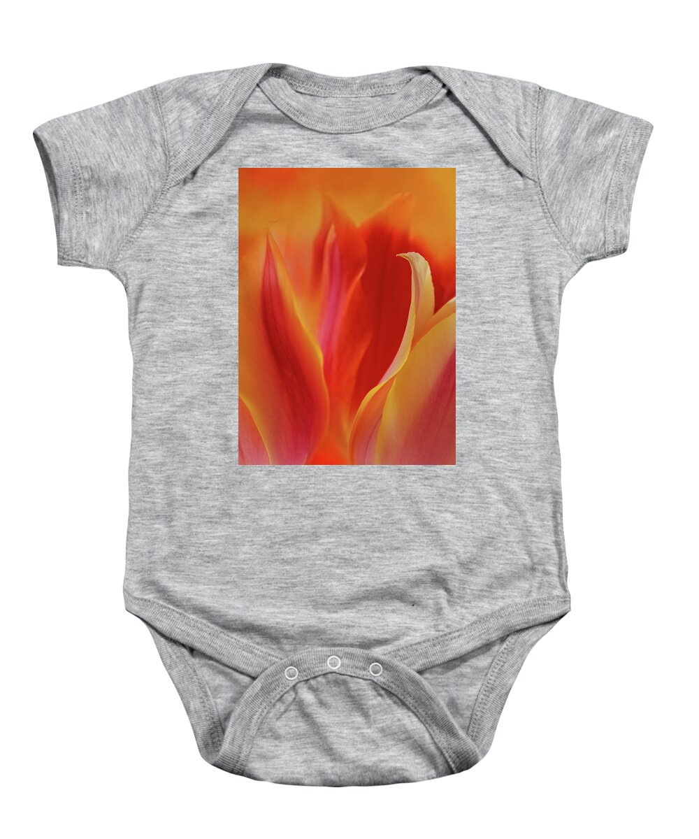Photography Baby Onesie featuring the digital art Fiery Tulips by Terry Davis