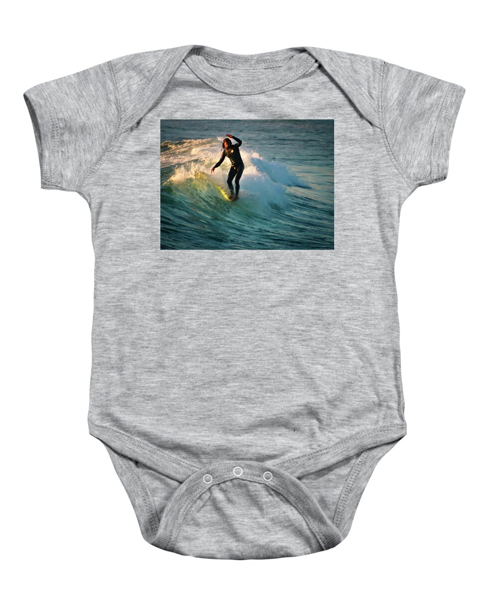  Baby Onesie featuring the photograph Fire surfer by Dr Janine Williams