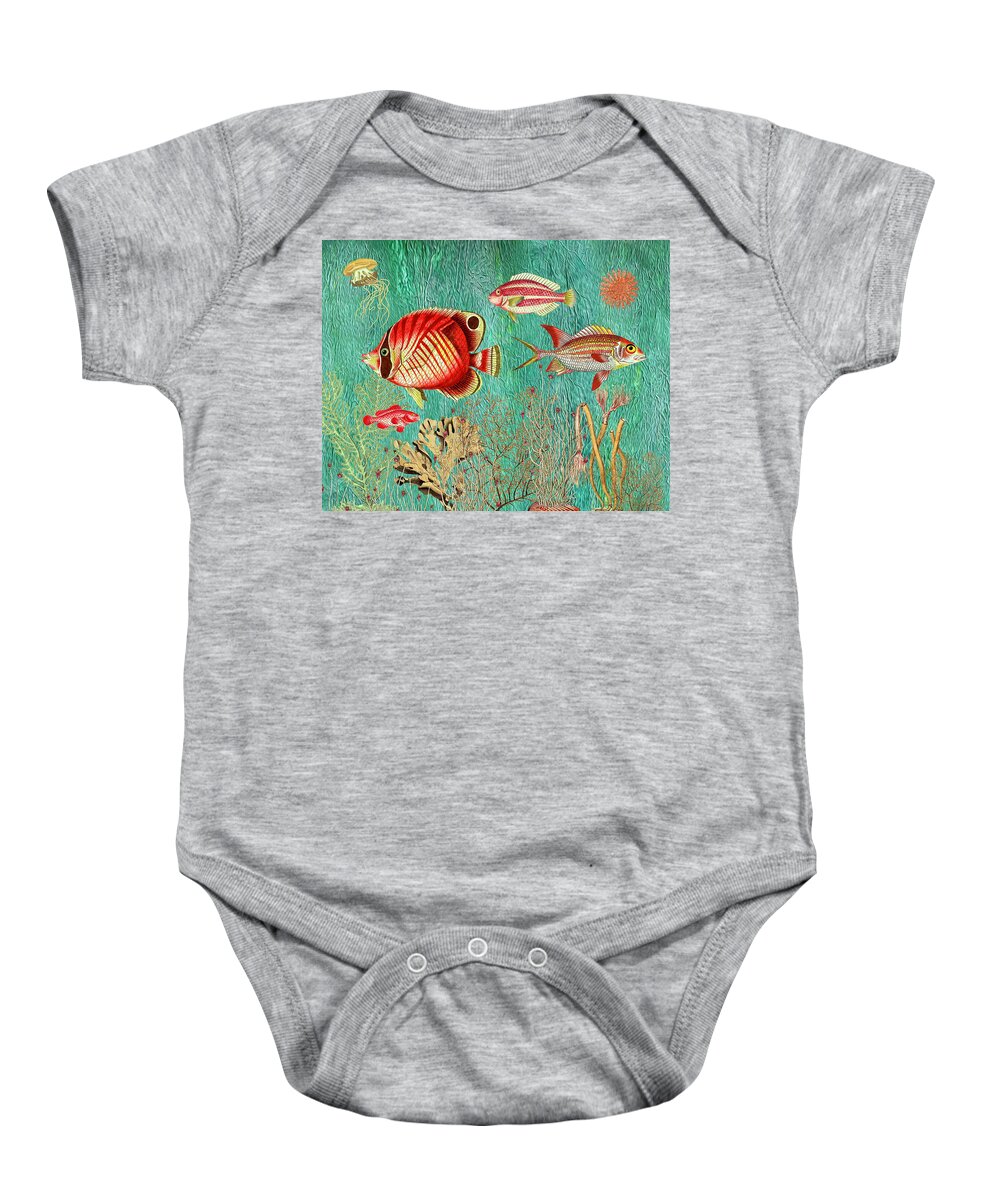 Tropical Fish Baby Onesie featuring the mixed media Fish Traffic by Lorena Cassady