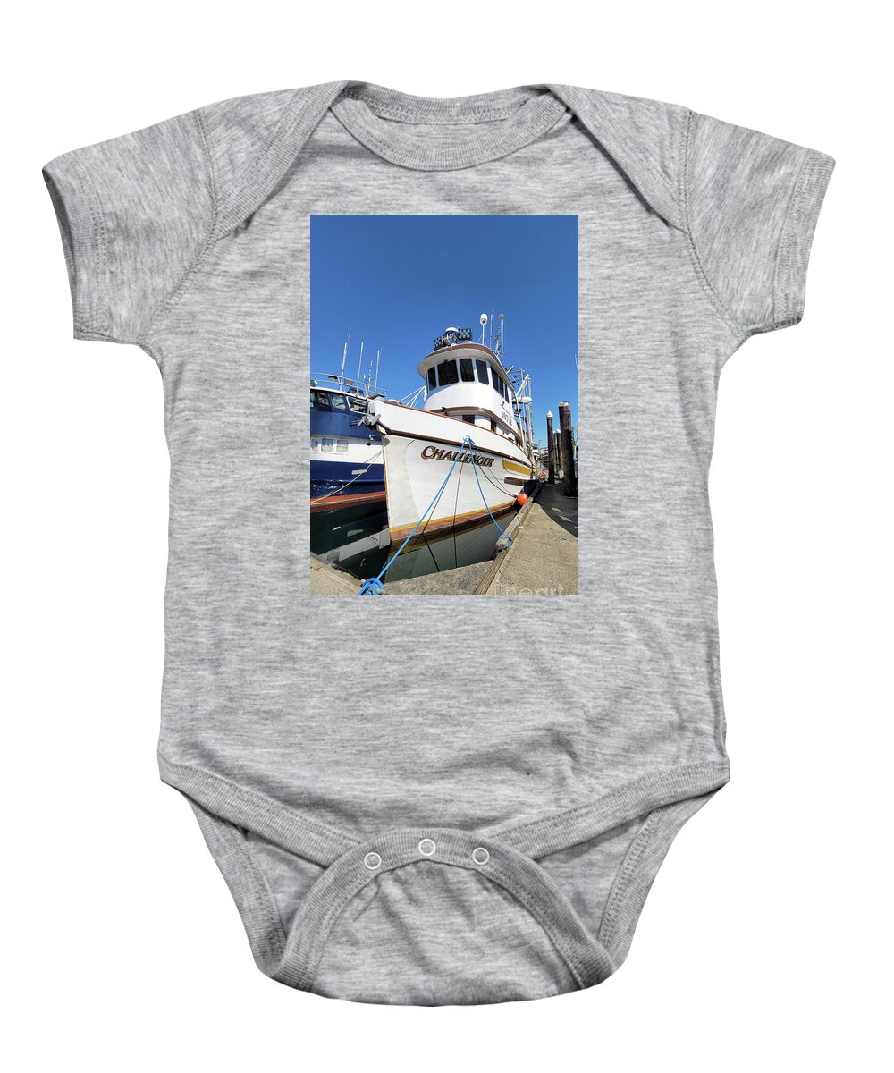 Fishing Vessel Challenger Moored By Norma Appleton Baby Onesie featuring the photograph Fishing Vessel Challenger Moored by Norma Appleton